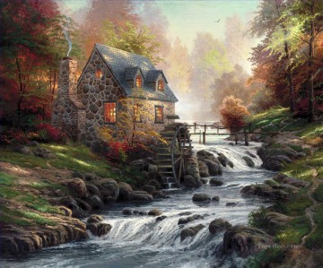 Artworks in 150 Subjects Painting - Cobblestone Mill TK Christmas